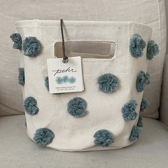 New Pehr pint pom pom basket in deep sea - Picture 3 of 6